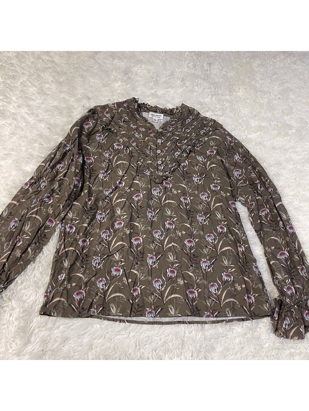 Ashley Robertson x The Drop Boho Floral Peasant Prairie Cottage Top Size L